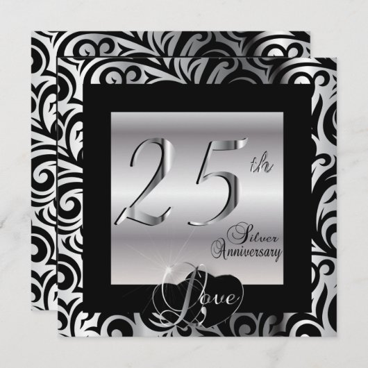 Invitation 25e anniversaire de mariage (Devant / Derrière)