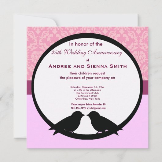 Invitation 25e anniversaire de mariage (Devant)