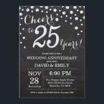Invitation 25e Anniversaire de Mariage Ardoise Noir Argent<br><div class="desc">25e Anniversaire de Mariage Invitation Ardoise Noir et Argent. Vingt-cinquième Anniversaire de Mariage. Fond Diamant Pailleté Ardoise Noir et Argent. Confettis Argentés. Anniversaire Adulte. Fête d'Anniversaire pour Femme ou Homme. Pour une personnalisation supplémentaire,  veuillez cliquer sur le bouton "Personnaliser" et utiliser notre outil de conception pour modifier ce modèle.</div>