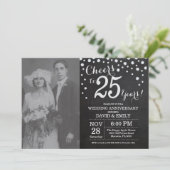 Invitation 25e Anniversaire de Mariage Ardoise Noir Argent (Debout devant)