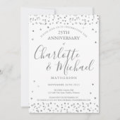 Invitation 25e Anniversaire de Mariage Argent Amour Coeurs Sc (Devant)