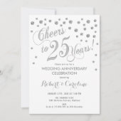 Invitation 25e anniversaire de mariage - Argent Bl (Devant)