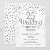 Invitation 25e anniversaire de mariage - Argent et blanc (Devant / Derrière)