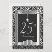 Invitation 25e anniversaire de mariage Argent et Noir | DIY (Devant)