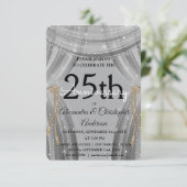 Invitation 25e Anniversaire de Mariage Argent et Noir Étincel (Debout devant)