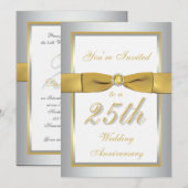 Invitation 25e anniversaire de mariage Argent et O (Devant / Derrière)