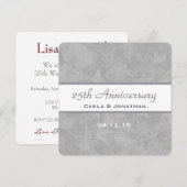 Invitation 25e Anniversaire de Mariage Argent Feuilles Atténu (Devant / Derrière)