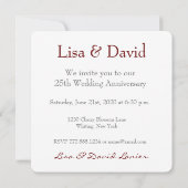 Invitation 25e Anniversaire de Mariage Argent Feuilles Silenc (Dos)