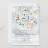 Invitation 25e anniversaire de mariage Argent Floral Hiver (Devant)