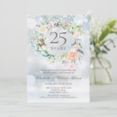 Invitation 25e anniversaire de mariage Argent Floral Hiver (Debout devant)