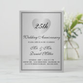 Invitation 25e Anniversaire de Mariage Argent Glam Cœur (Debout devant)