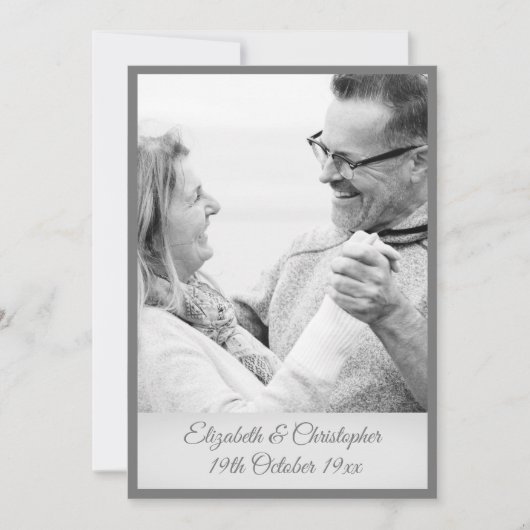 Invitation 25e Anniversaire de Mariage Argent Noir Blanc Phot (Devant)