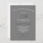 Invitation 25e Anniversaire de Mariage Argent Noir Blanc Phot (Dos)