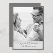 Invitation 25e Anniversaire de Mariage Argent Noir Blanc Phot (Devant / Derrière)