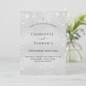 Invitation 25e anniversaire de mariage argent paillettes luxe (Debout devant)