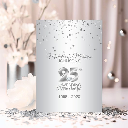Invitation 25e anniversaire de mariage argent personnalisé