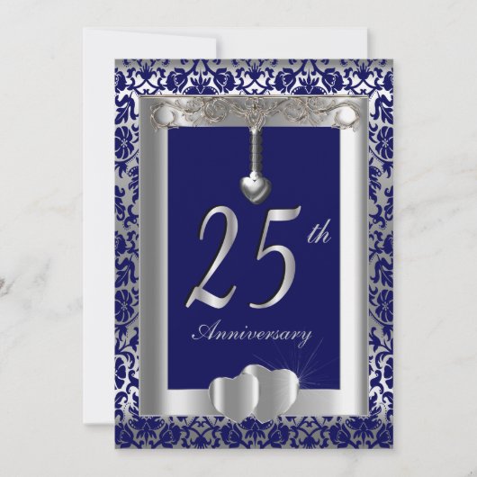 Invitation 25e Anniversaire de Mariage Argent | Texte DIY (Devant)