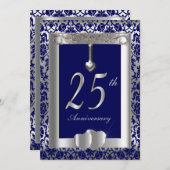 Invitation 25e Anniversaire de Mariage Argent | Texte DIY (Devant / Derrière)