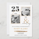 Invitation 25e anniversaire de mariage Argent Then & Now 25 (Devant)