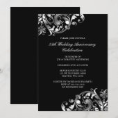 Invitation 25e anniversaire de mariage Argent tourbillonne fl (Devant / Derrière)