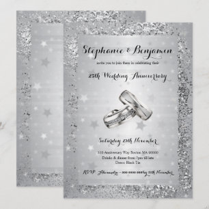 Invitation 25e Anniversaire de Mariage Argenté Élégant