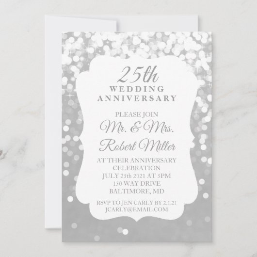 Invitation - 25e anniversaire de mariage Argenté s (Devant)