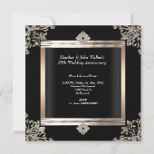 Invitation 25e Anniversaire de Mariage Art Déco Noir Argent (Dos)