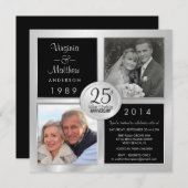 Invitation 25e anniversaire de mariage avec des photos d'hier (Devant / Derrière)