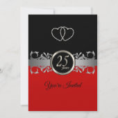 Invitation 25e anniversaire de mariage avec du rouge - Motif (Devant)