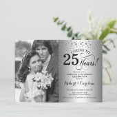 Invitation 25e anniversaire de mariage avec photo - Argent (Debout devant)