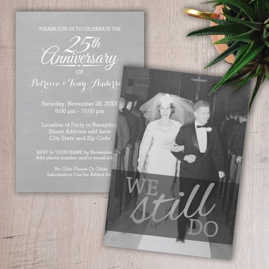 Invitation 25e Anniversaire de Mariage avec Photo - Nous le f