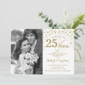 Invitation 25e anniversaire de mariage avec photo - Or Blanc (Debout devant)
