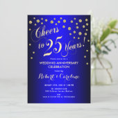 Invitation 25e anniversaire de mariage - Bleu royal et or (Debout devant)
