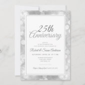 Invitation 25e anniversaire de mariage | Bokeh argenté élégan (Devant)