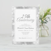 Invitation 25e anniversaire de mariage | Bokeh argenté élégan (Debout devant)