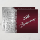 Invitation 25e anniversaire de mariage Burgundy, m (Devant / Derrière)