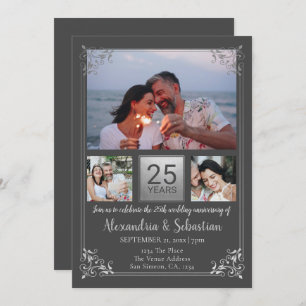 Invitation 25e anniversaire de Mariage cadre personnalisé
