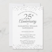 Invitation 25e Anniversaire de Mariage Cœurs d'Amour Argent (Devant)