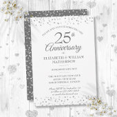 Invitation 25e Anniversaire de Mariage Cœurs d'Amour en Argen