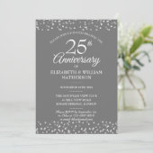 Invitation 25e Anniversaire de Mariage Cœurs en Argent Confet (Debout devant)