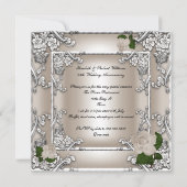 Invitation 25e Anniversaire de Mariage Crème Rose Argent (Dos)