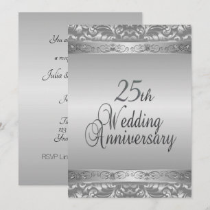 Invitation 25e anniversaire de mariage d'argent