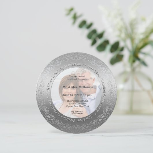 Invitation 25e anniversaire de mariage d'argent (Debout devant)