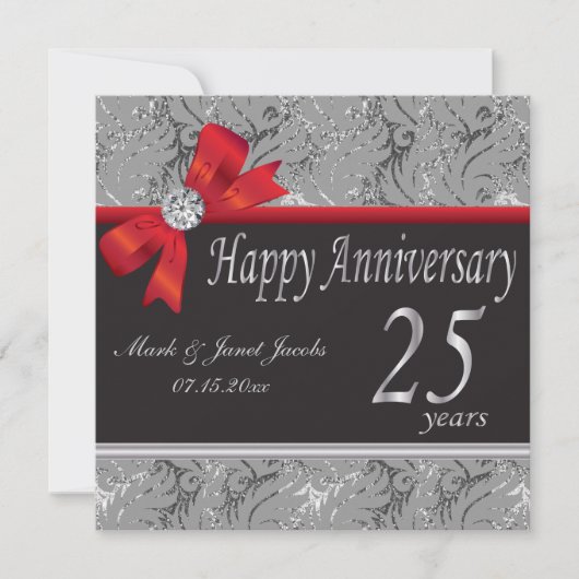 Invitation 25e anniversaire de mariage d'argent (Devant)