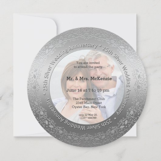 Invitation 25e anniversaire de mariage de argent (Devant)