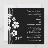 Invitation 25e Anniversaire de Mariage de Couleur Noir et Bla (Dos)