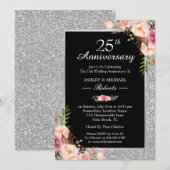 Invitation 25e anniversaire de mariage de mariage floral élég (Devant / Derrière)