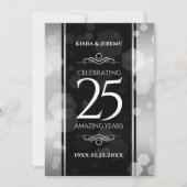 Invitation 25e anniversaire de mariage de noces d'argent élég (Devant)