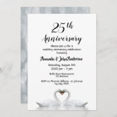 Invitation 25e anniversaire de mariage deux cygnes amoureux b (Devant / Derrière)