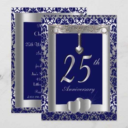 Invitation 25e anniversaire de mariage | DIY Texte (Devant / Derrière)